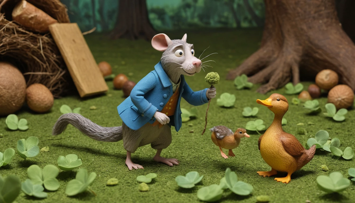 Cheerful children illustration of a scoundrel rat character