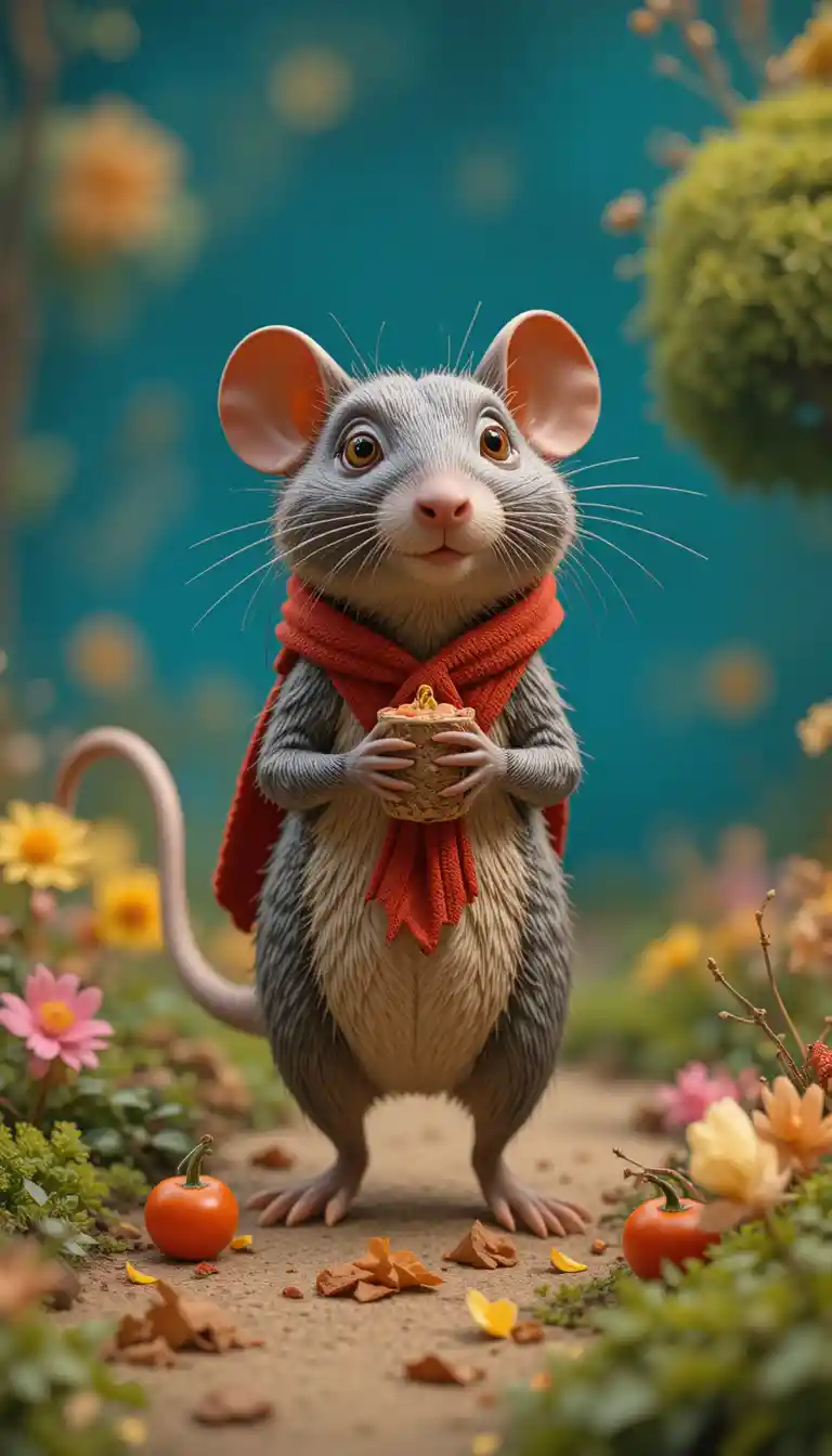 Greedy rat villain in colorful storybook clay illustration