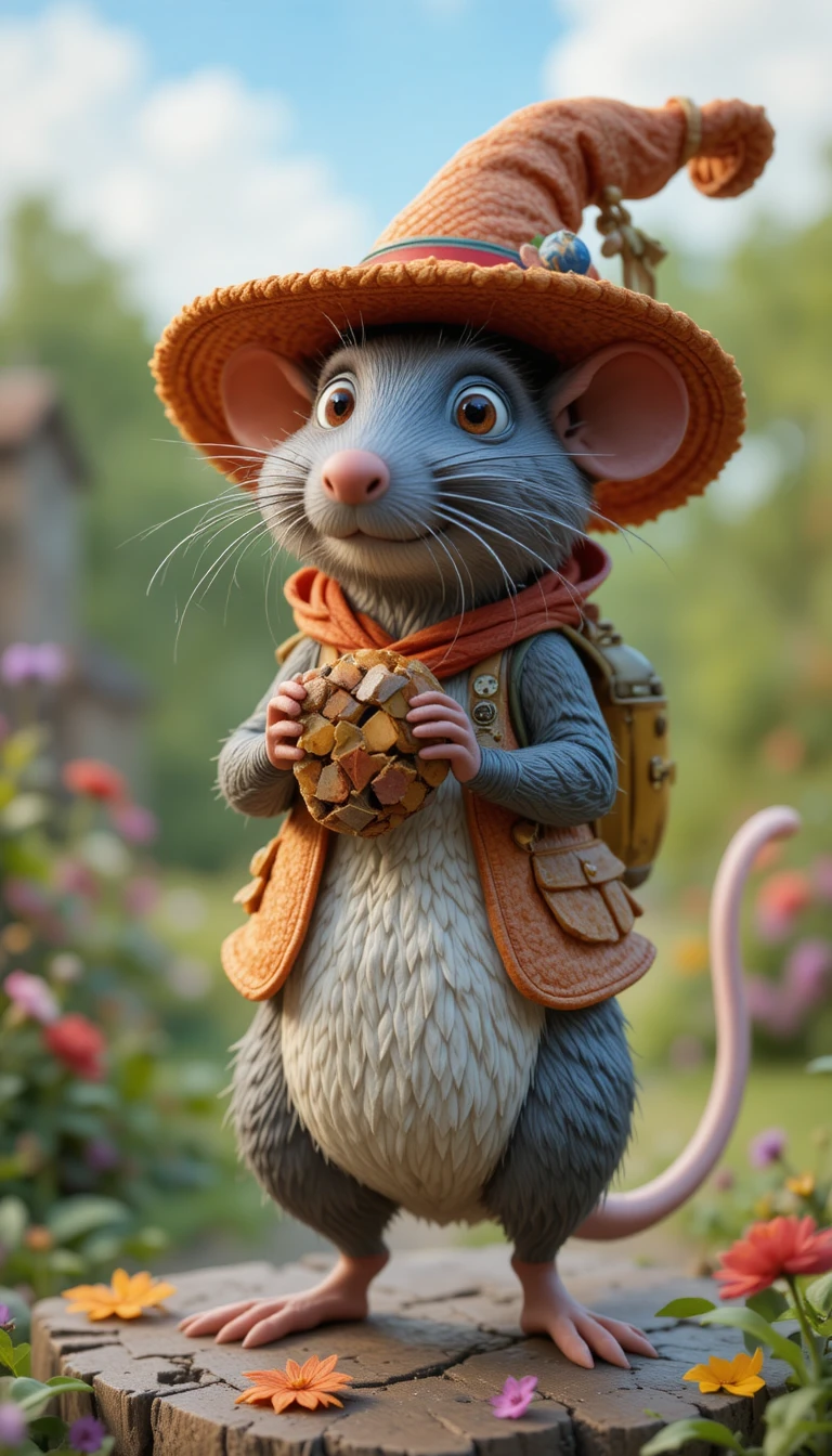 Greedy rat character in playful clay fairy tale scene