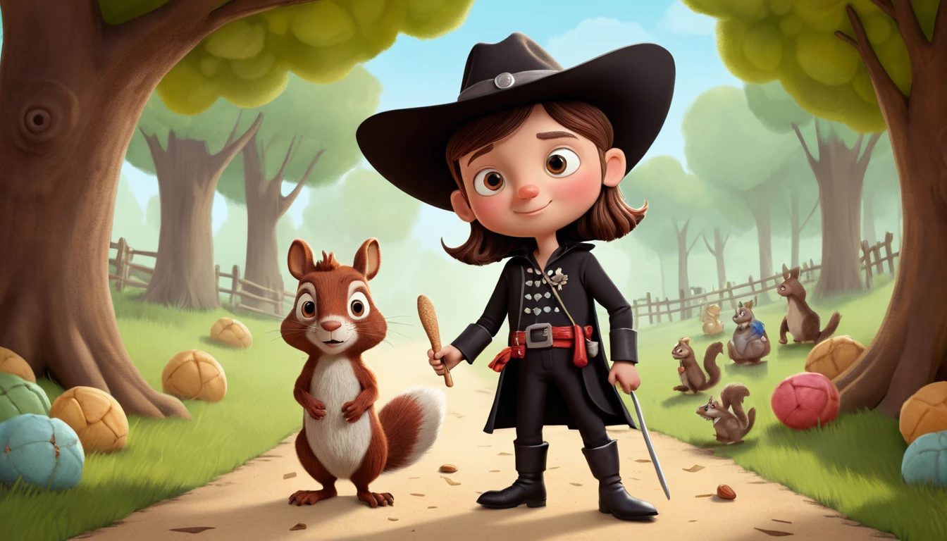 Little girl cowboy in playful childrens illustration style