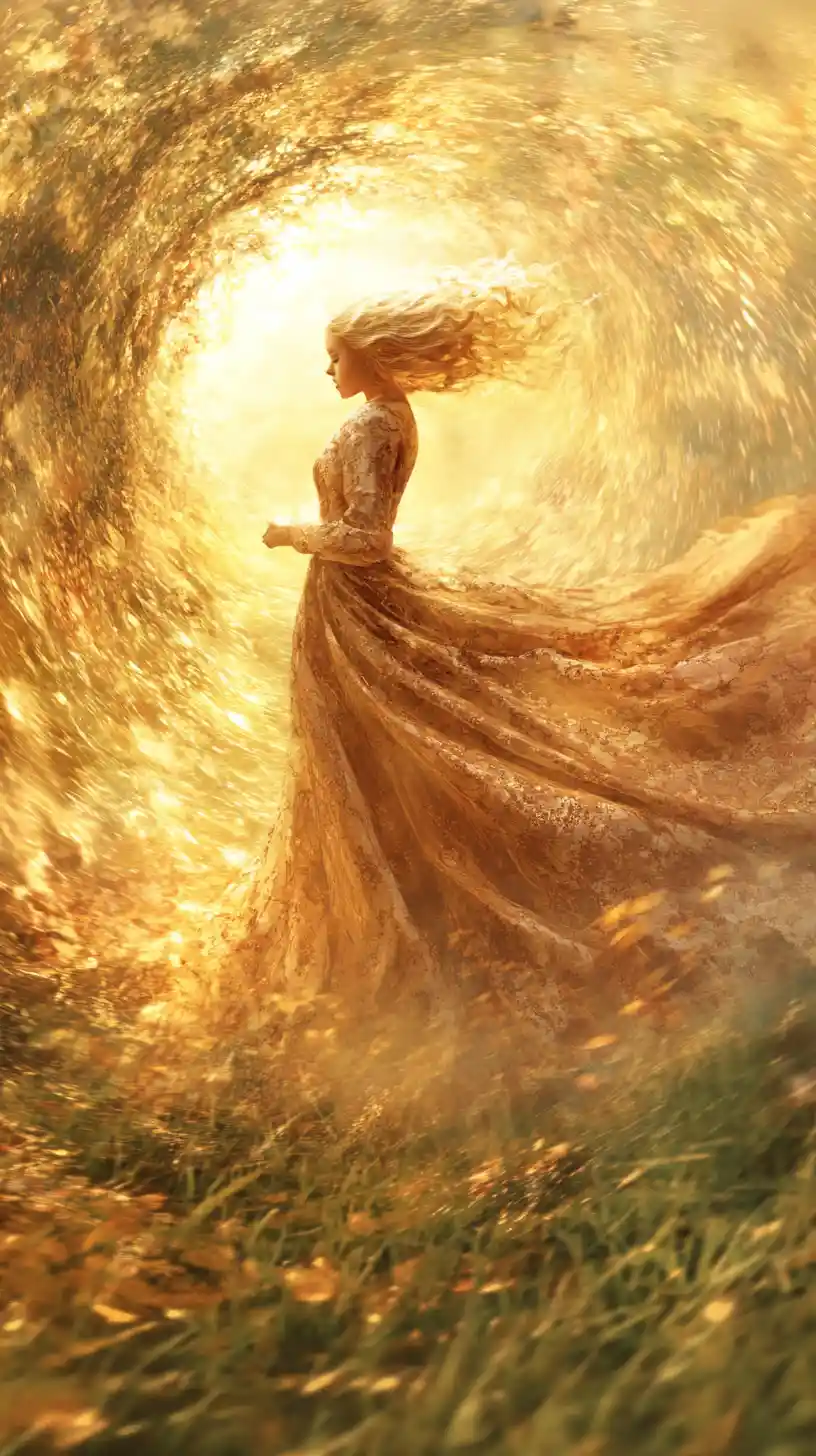 Ethereal Woman Formed From Glowing Dreamlike Landscape