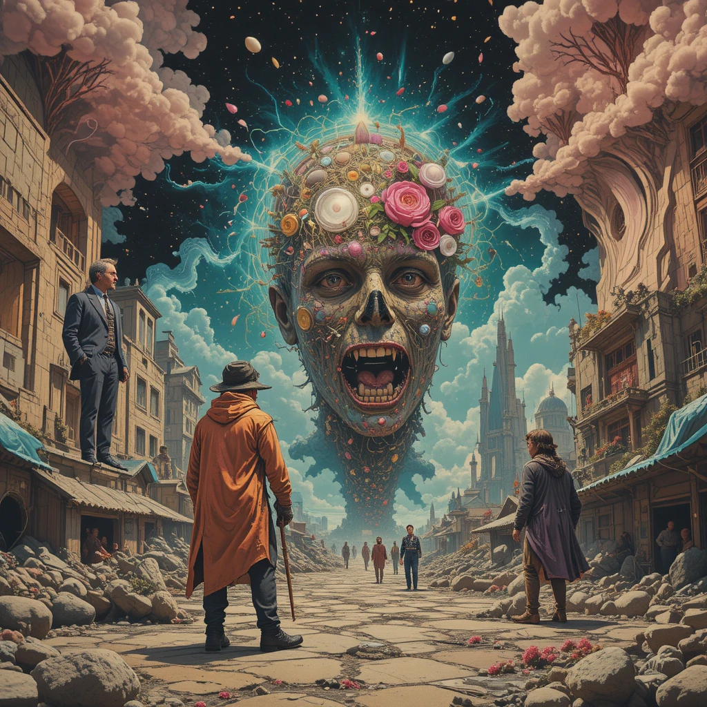 Surreal disturbing scene with a strange dangerous frisson