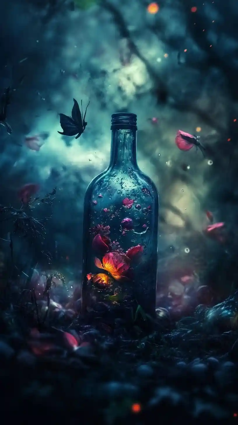 Paraíso oscuro surreal lleno de una belleza ominosa y tentadora
