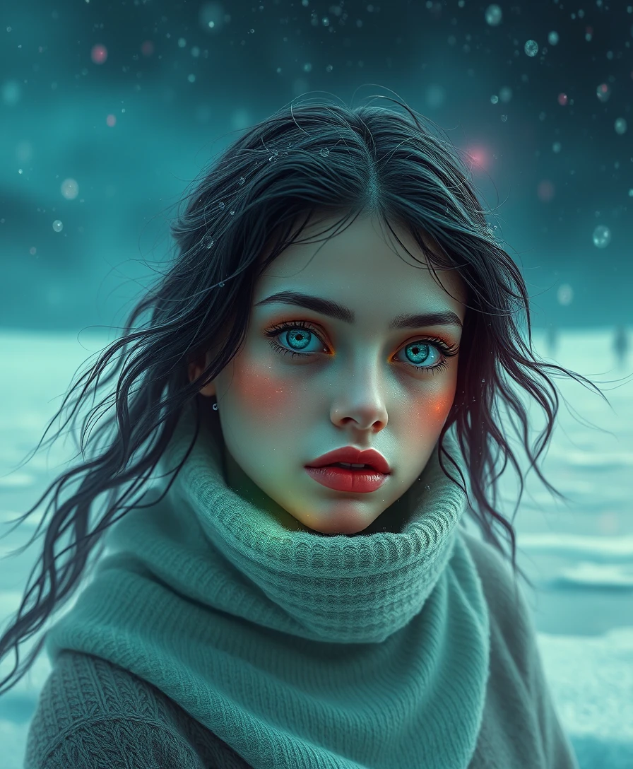 Paisagem de fantasia surreal de inverno eterno e areia molhada