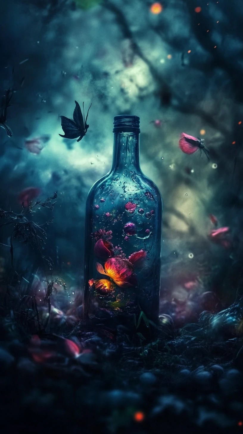 Paraíso oscuro surreal lleno de una belleza ominosa y tentadora