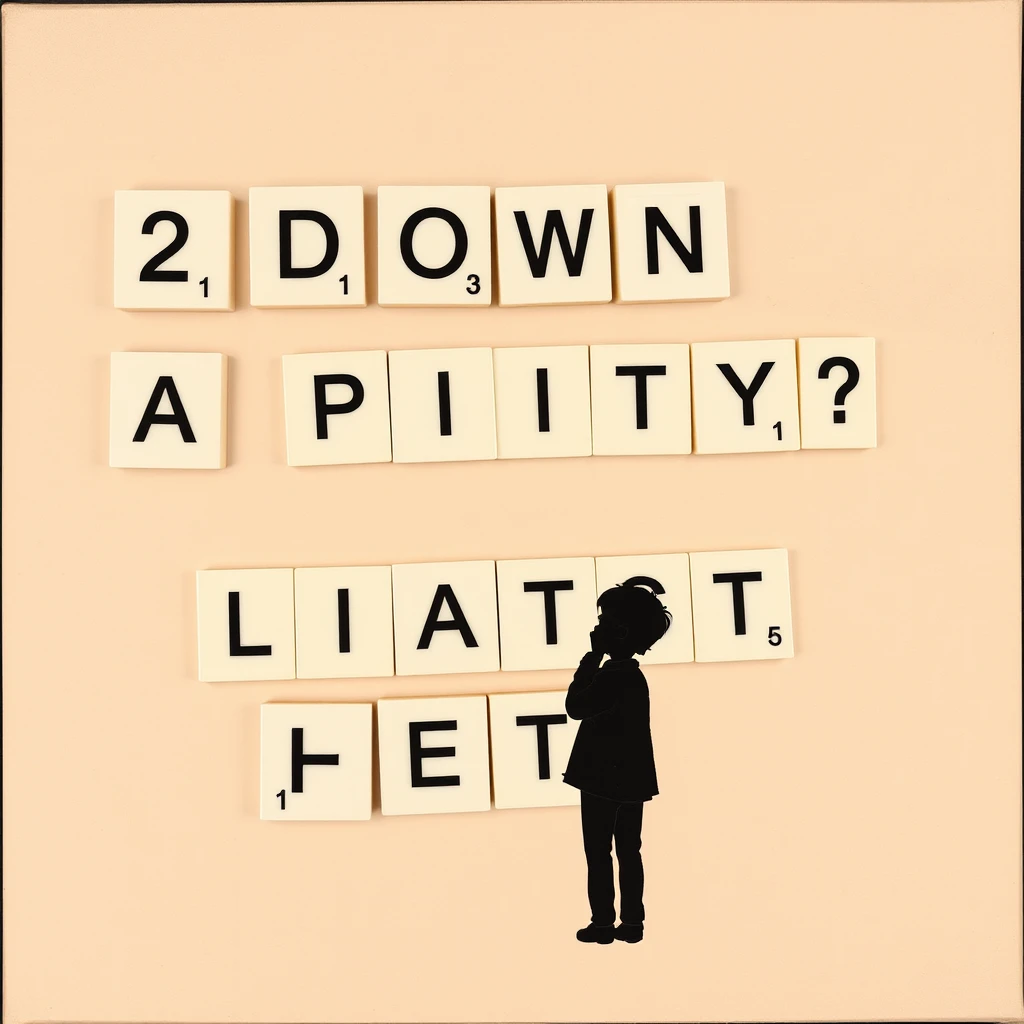 Minimalist crossword style text puzzle graphic design