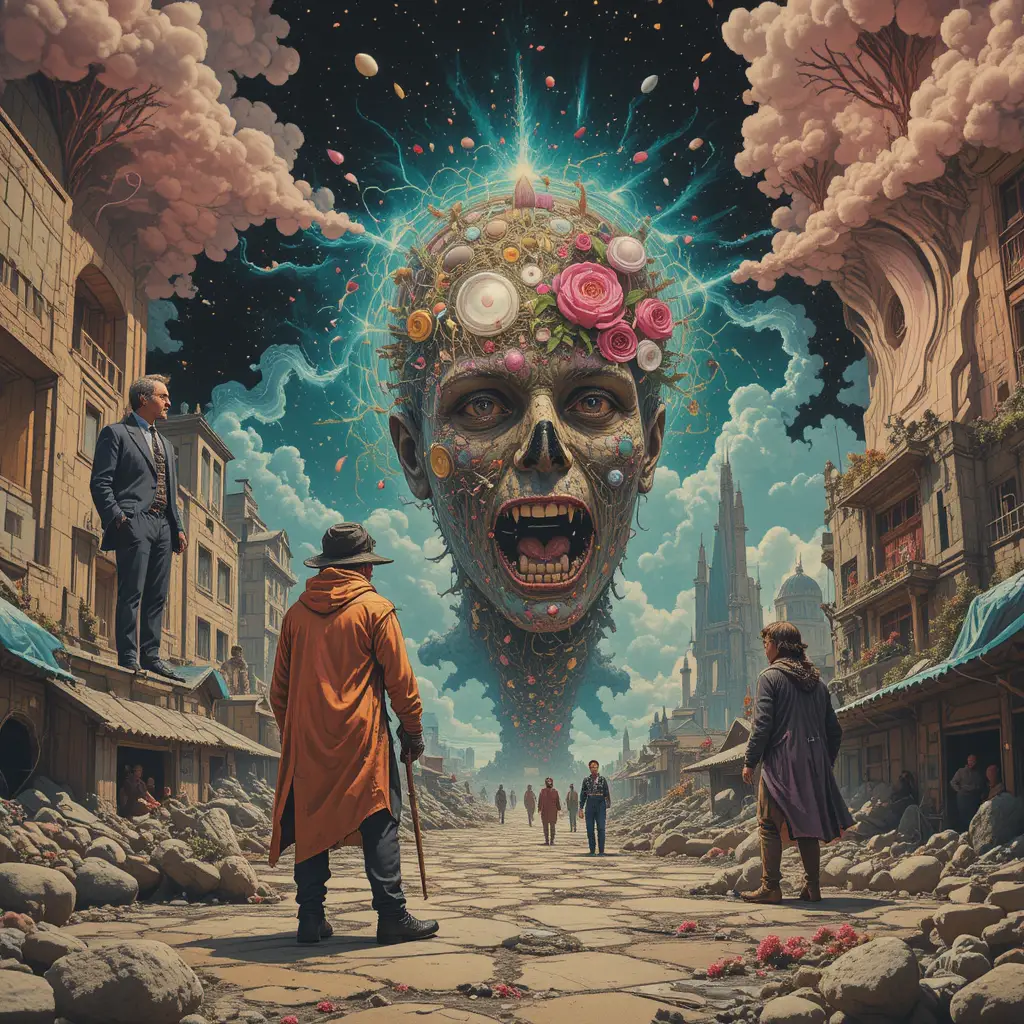 Surreal disturbing scene with a strange dangerous frisson