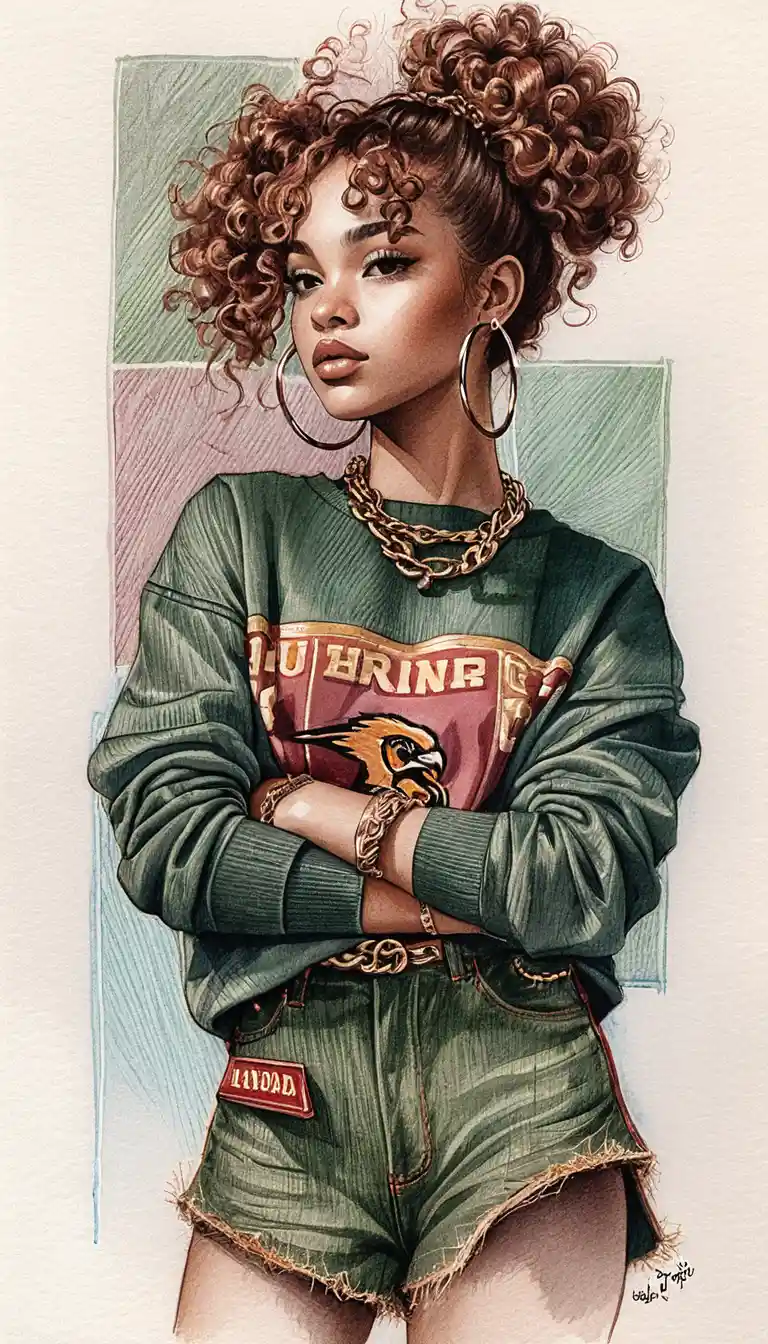 Ilustração de moda de jovem confiante com moletom vintage