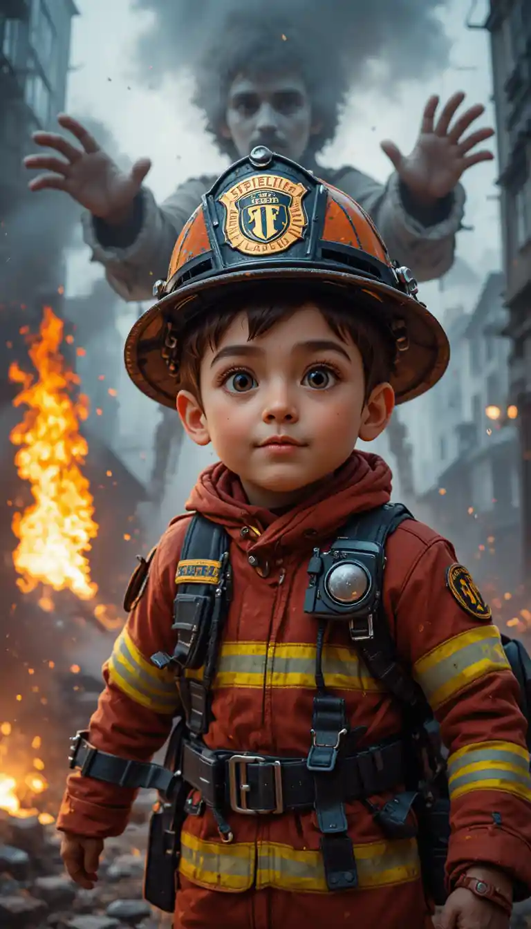 Brave firefighter hero rushing to respond to emergencies