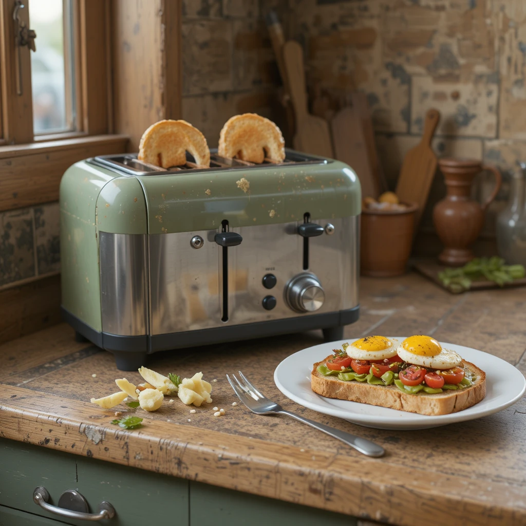 Country duck themed kitchen with toaster and avocado toast
