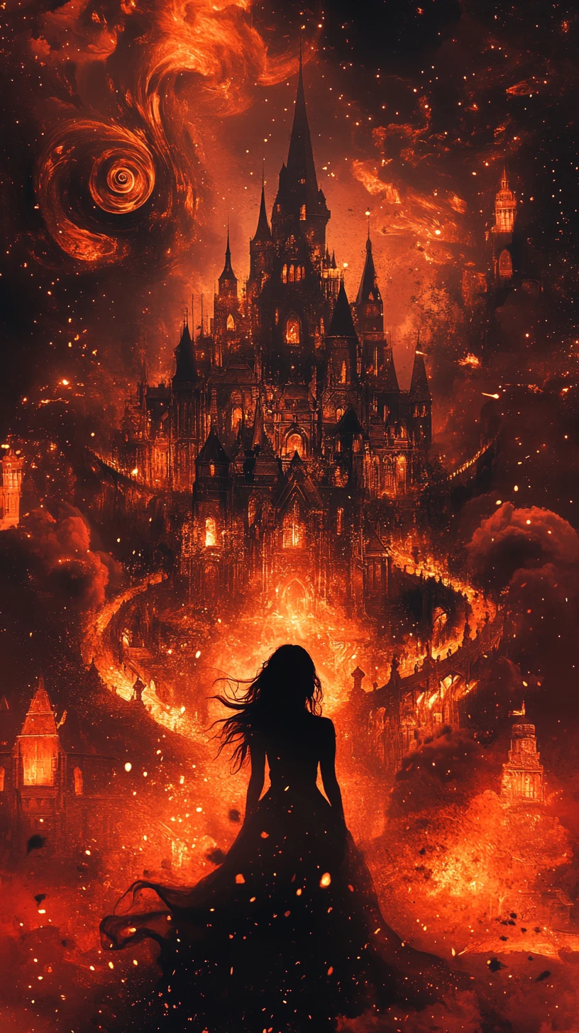 Silhouette Of A Woman Framing A Glowing Fantasy City