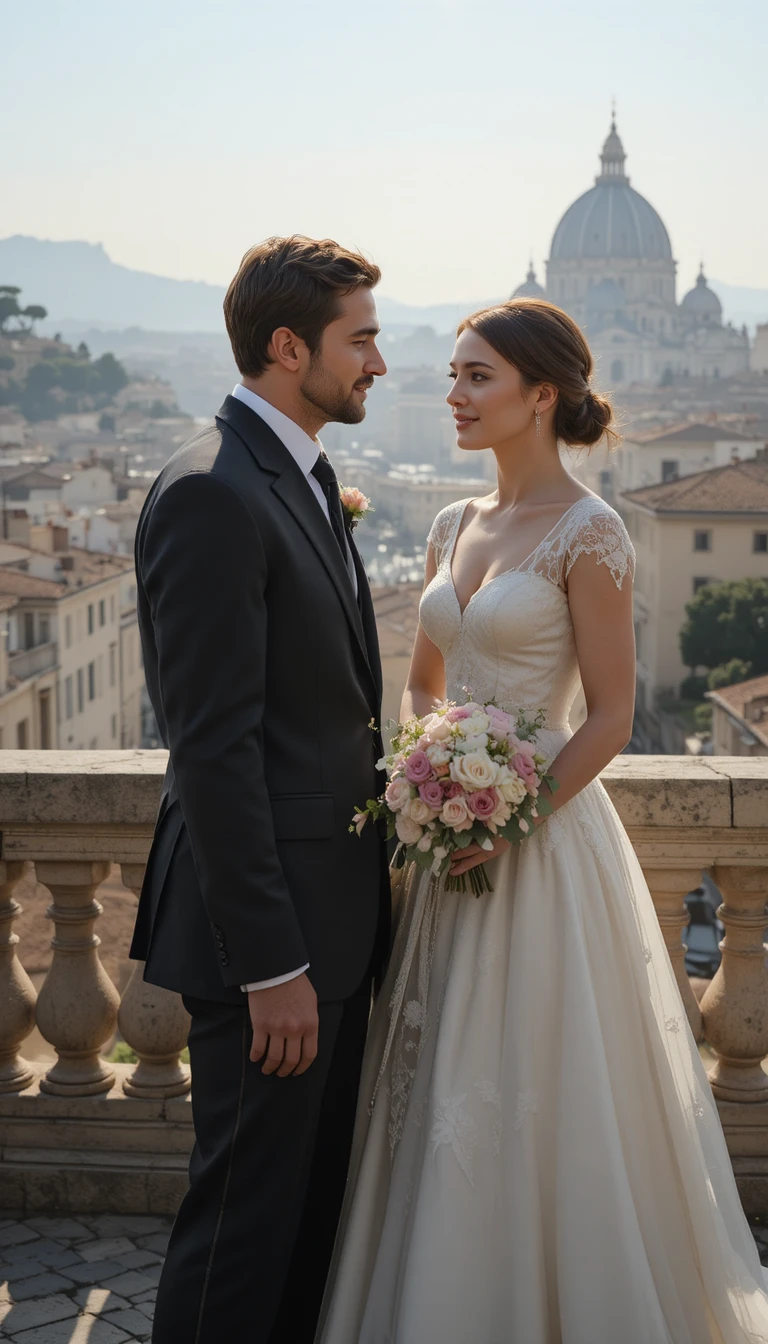 Separated parents travel with family to the city of Rome