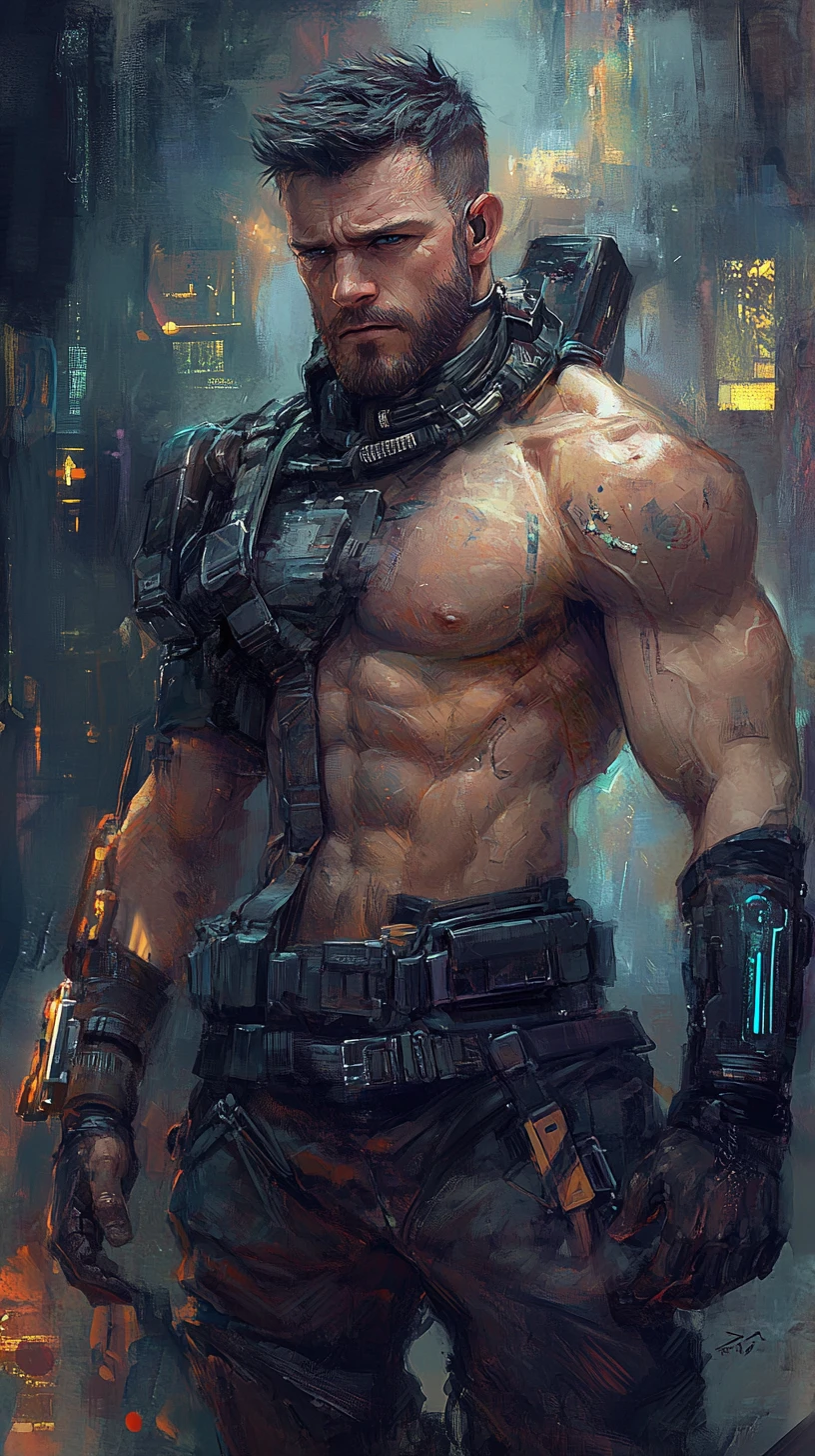 Frightened futuristic warrior inside a decadent spacecraft