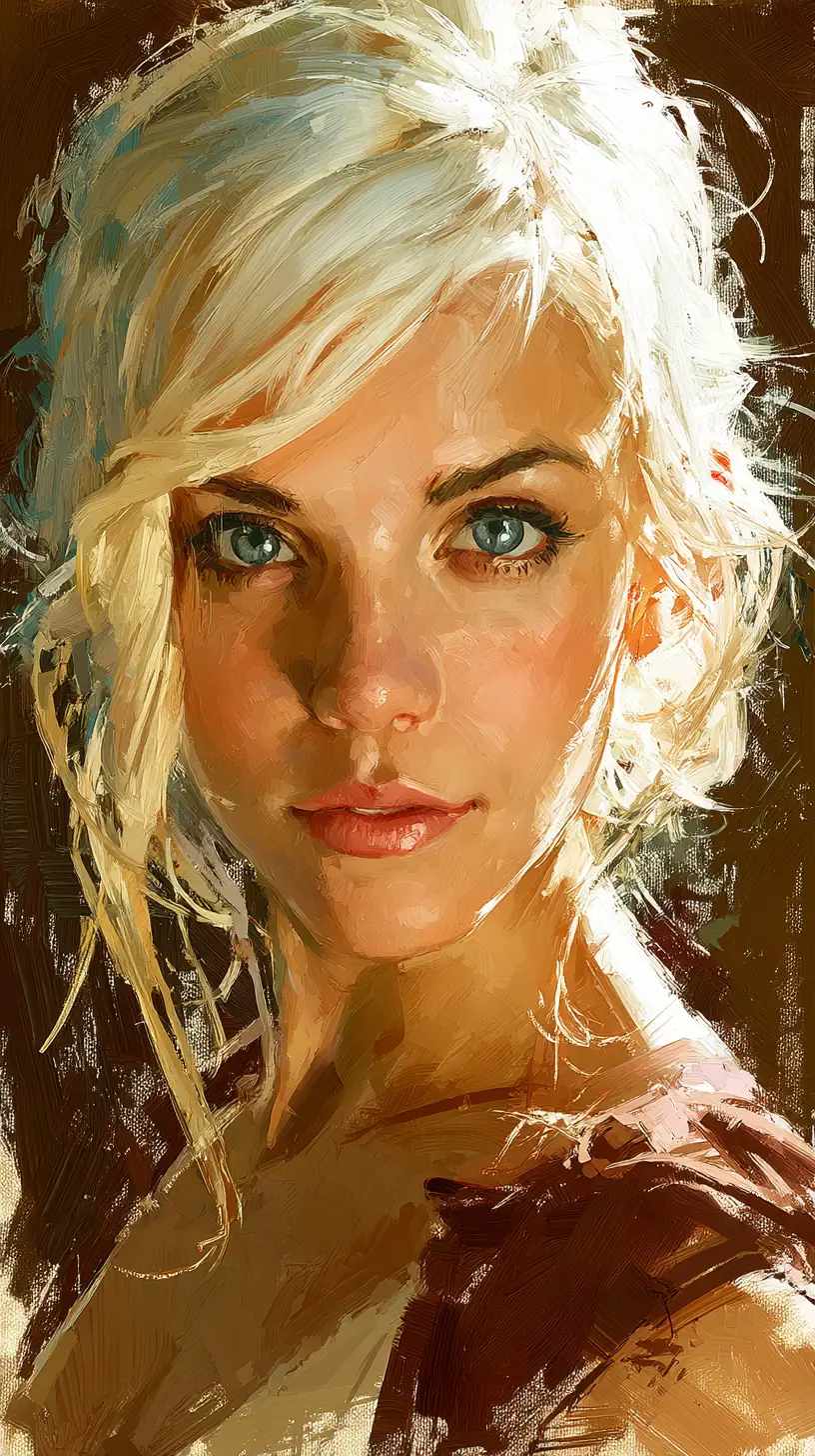 Nordic woman close up portrait in soft studio light