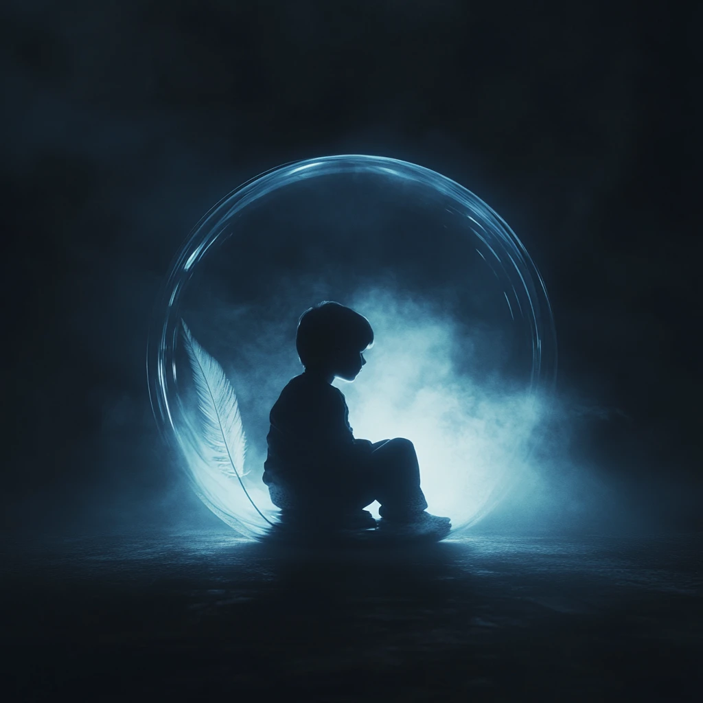 Ethereal Child Silhouette In A Floating Glass Sphere