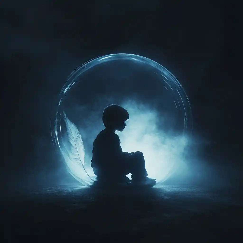 Ethereal Child Silhouette In A Floating Glass Sphere