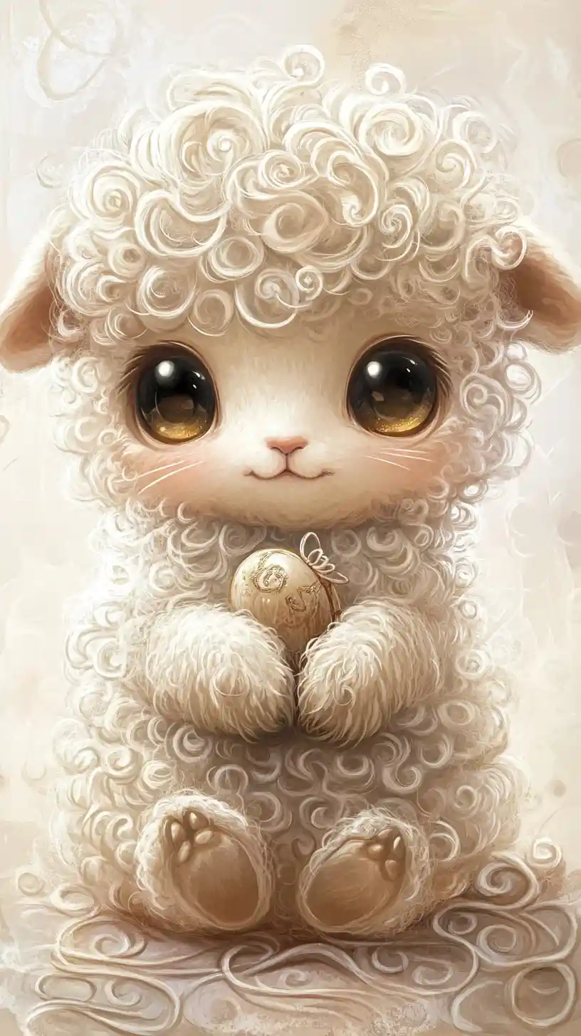 Adorable fluffy baby animal illustration with glossy shining eyes