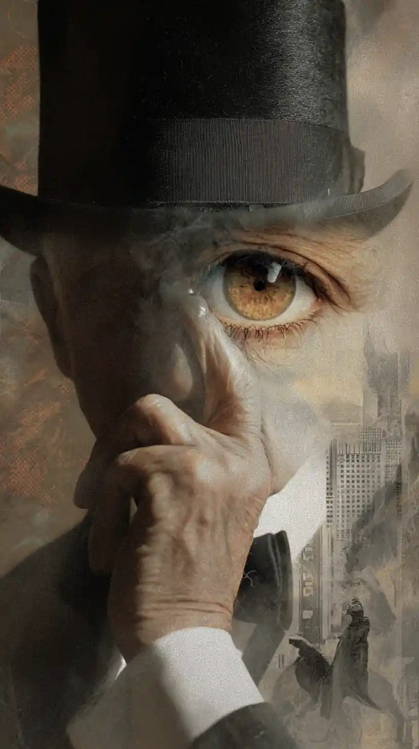 Man With A Monocle Gazing With Intense Determination
