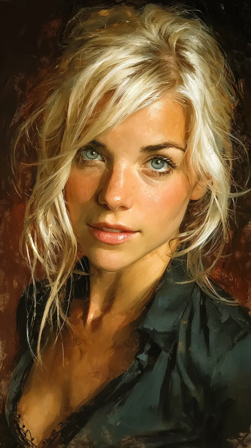 Nordic woman portrait with pale blue eyes and soft light