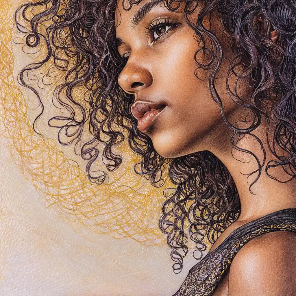 Ritratto di ragazza africana a matite colorate su carta testurizzata