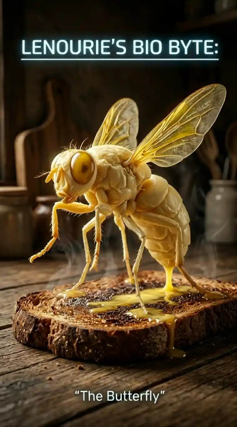 Butter fly made of melting butter on hot toast