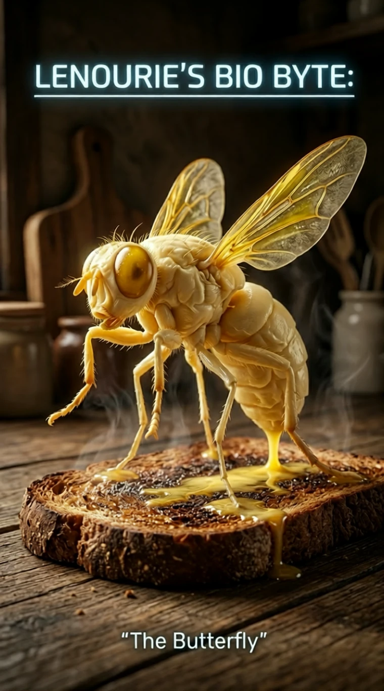 Butter fly made of melting butter on hot toast