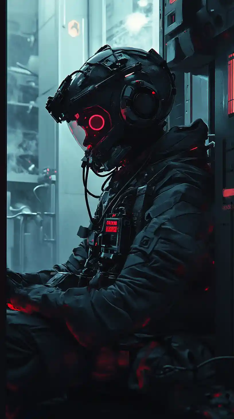 Man in camouflage wired up in tense urban street scene