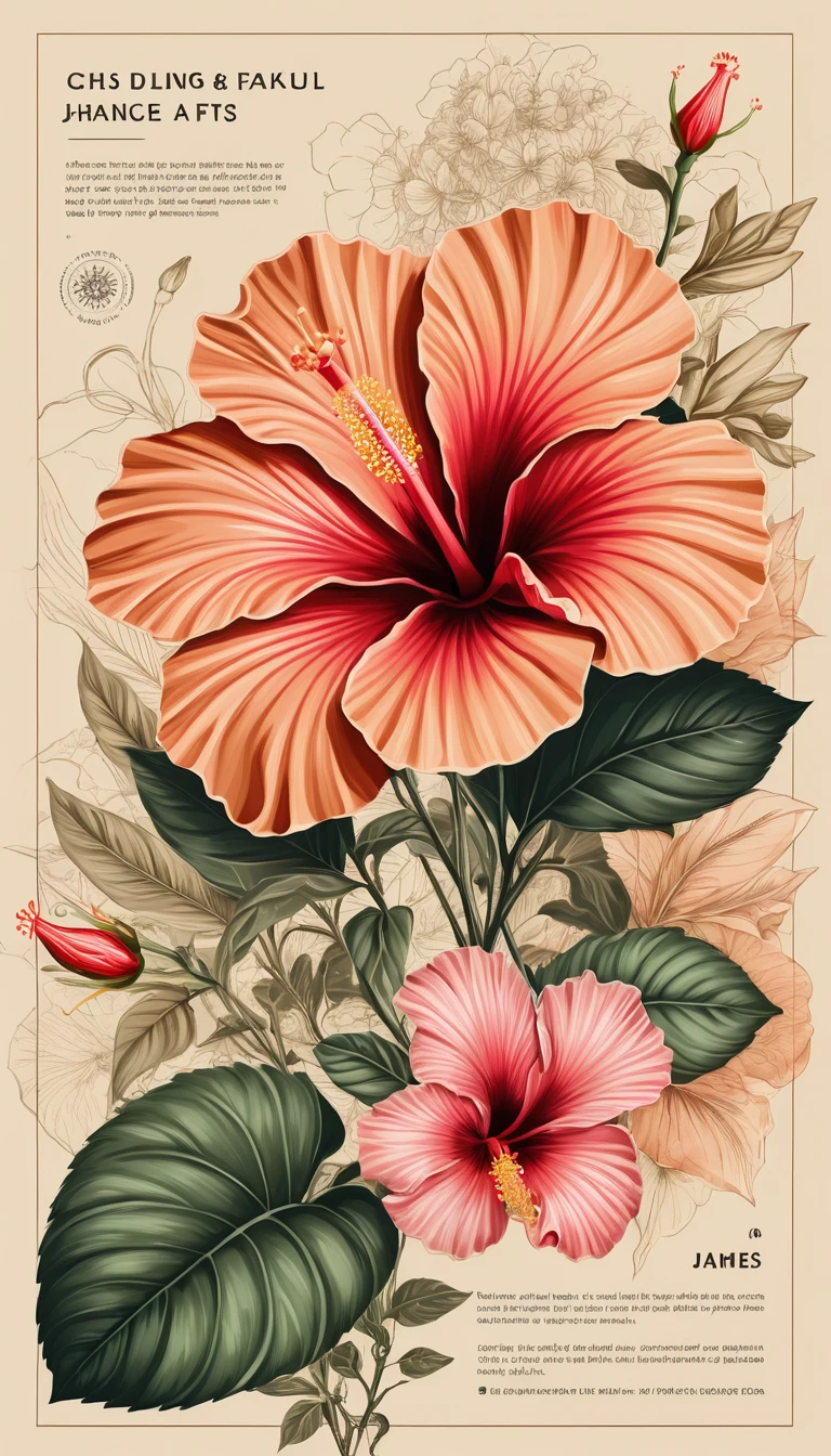 Cosmic floral vector illustration on vintage sepia paper background