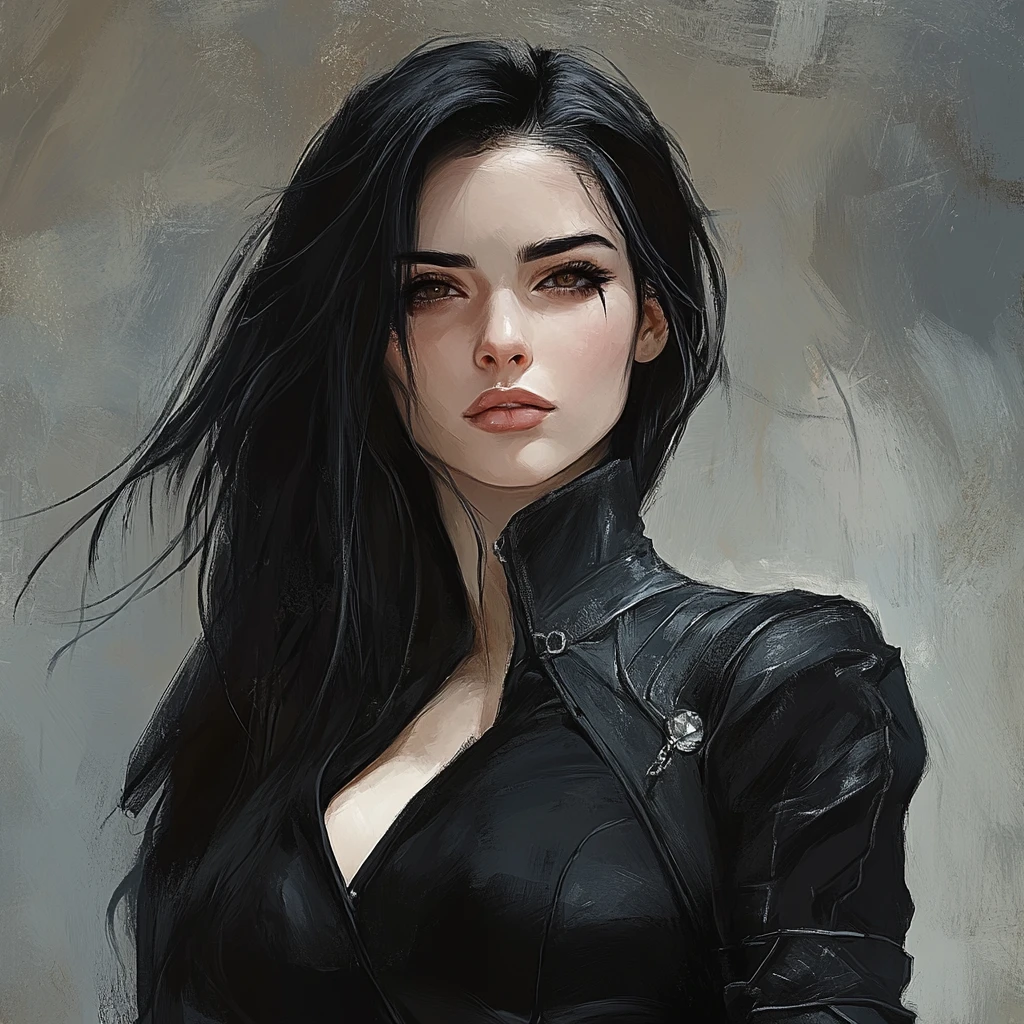 Solemn fantasy assassin woman with poison dagger