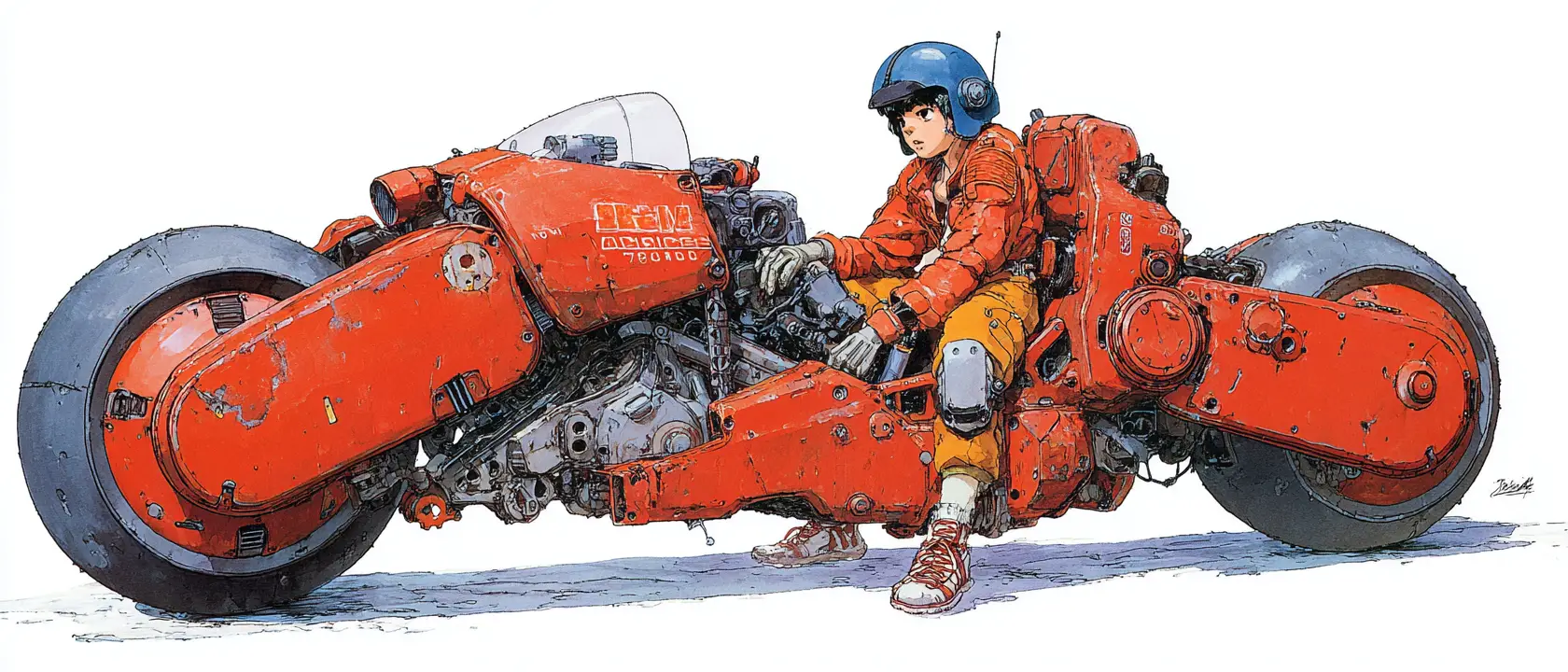 男孩與女孩駕駛未來感飛行機車插畫
