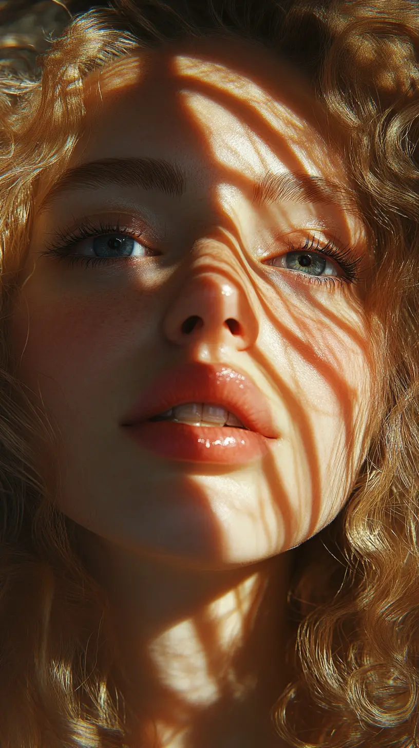 Golden light close up portrait of a young blonde woman