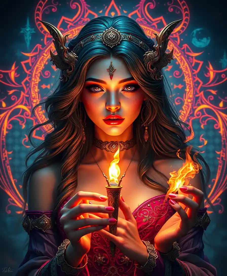Surreal portrait of a woman in mystical dreamlike light