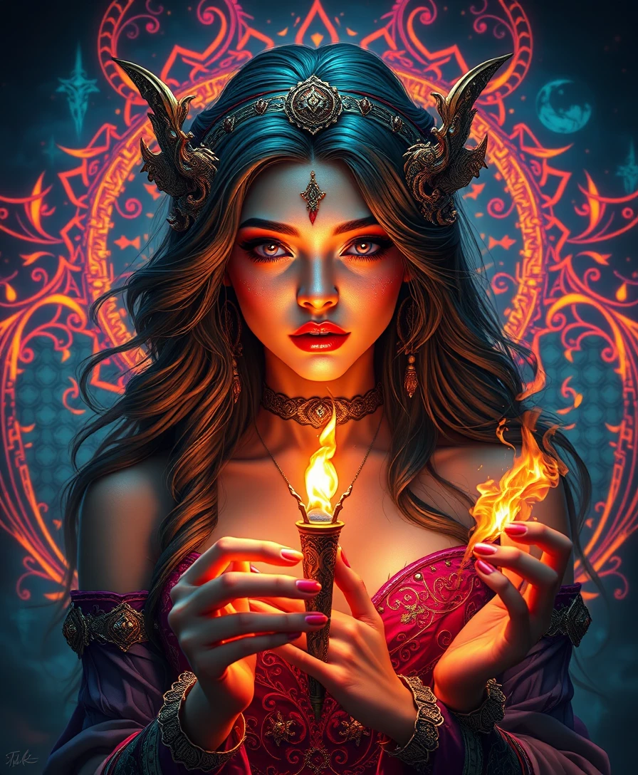 Surreal portrait of a woman in mystical dreamlike light