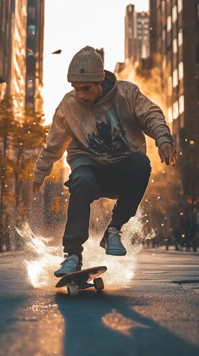 Junger Mann auf Skateboard von unheilvollem Symbionten verfolgt