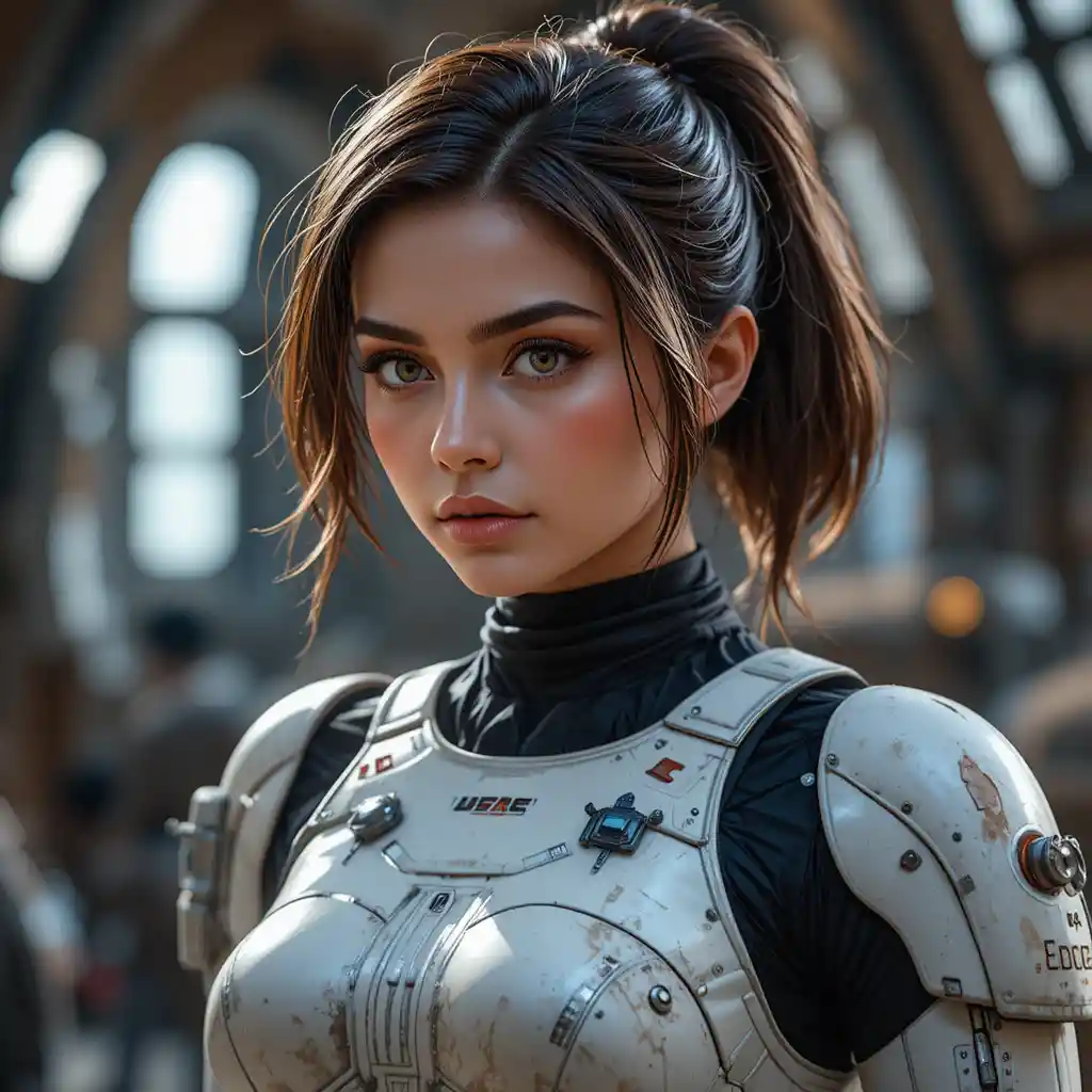 Strong female Star Wars trooper in a sci fi world