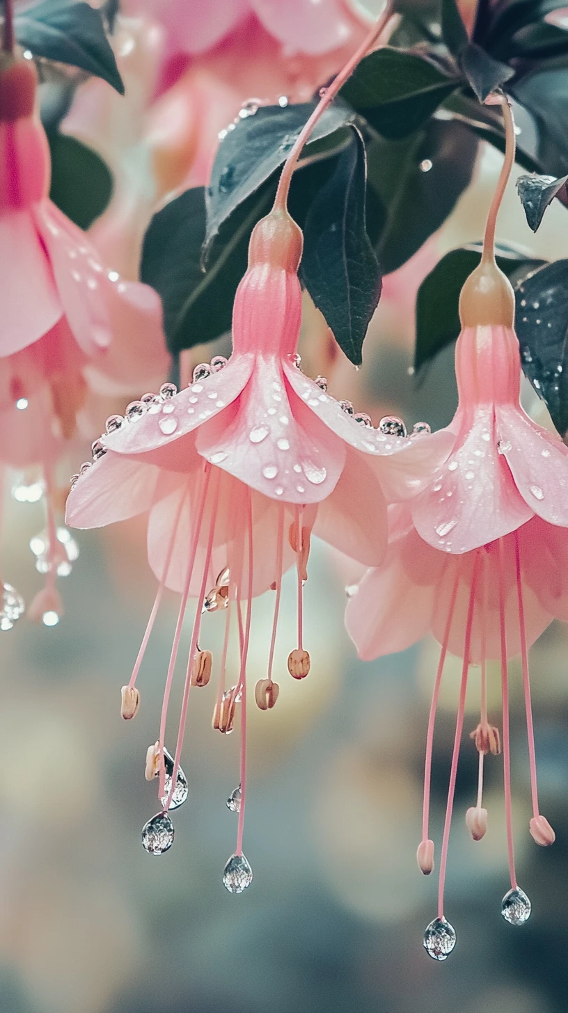 水面に映るロマンチックな朝露のピンクの花のクローズアップ