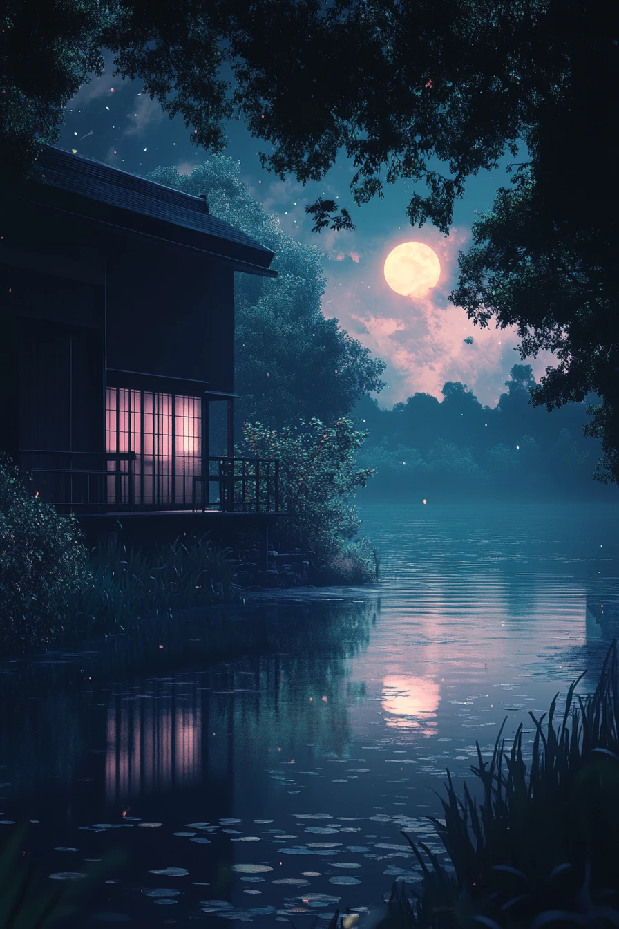 穏やかなローファイチルな雰囲気の真夜中のラグーン