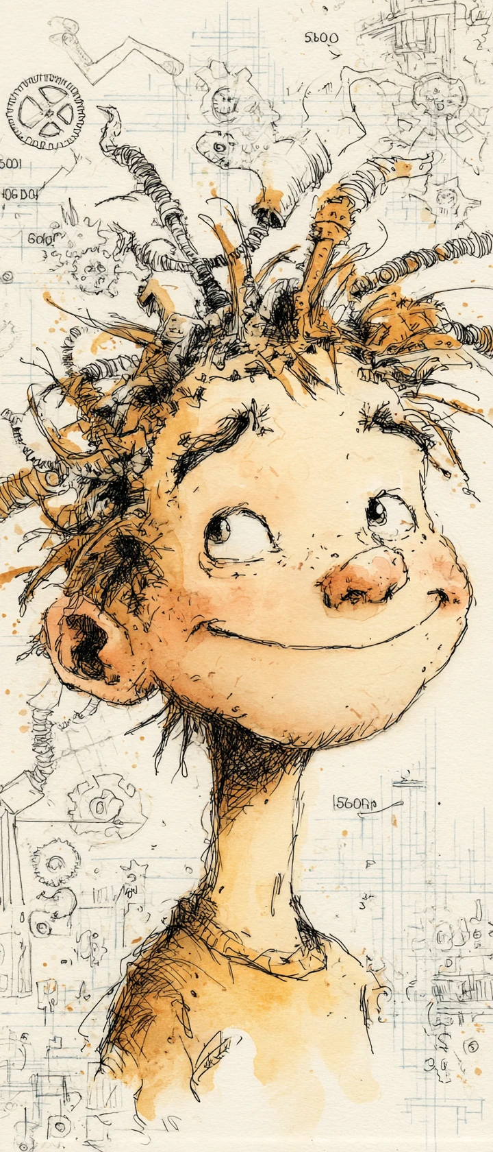 Portrait d’enfant joueur avec esprit mécanique chaotique en coupe