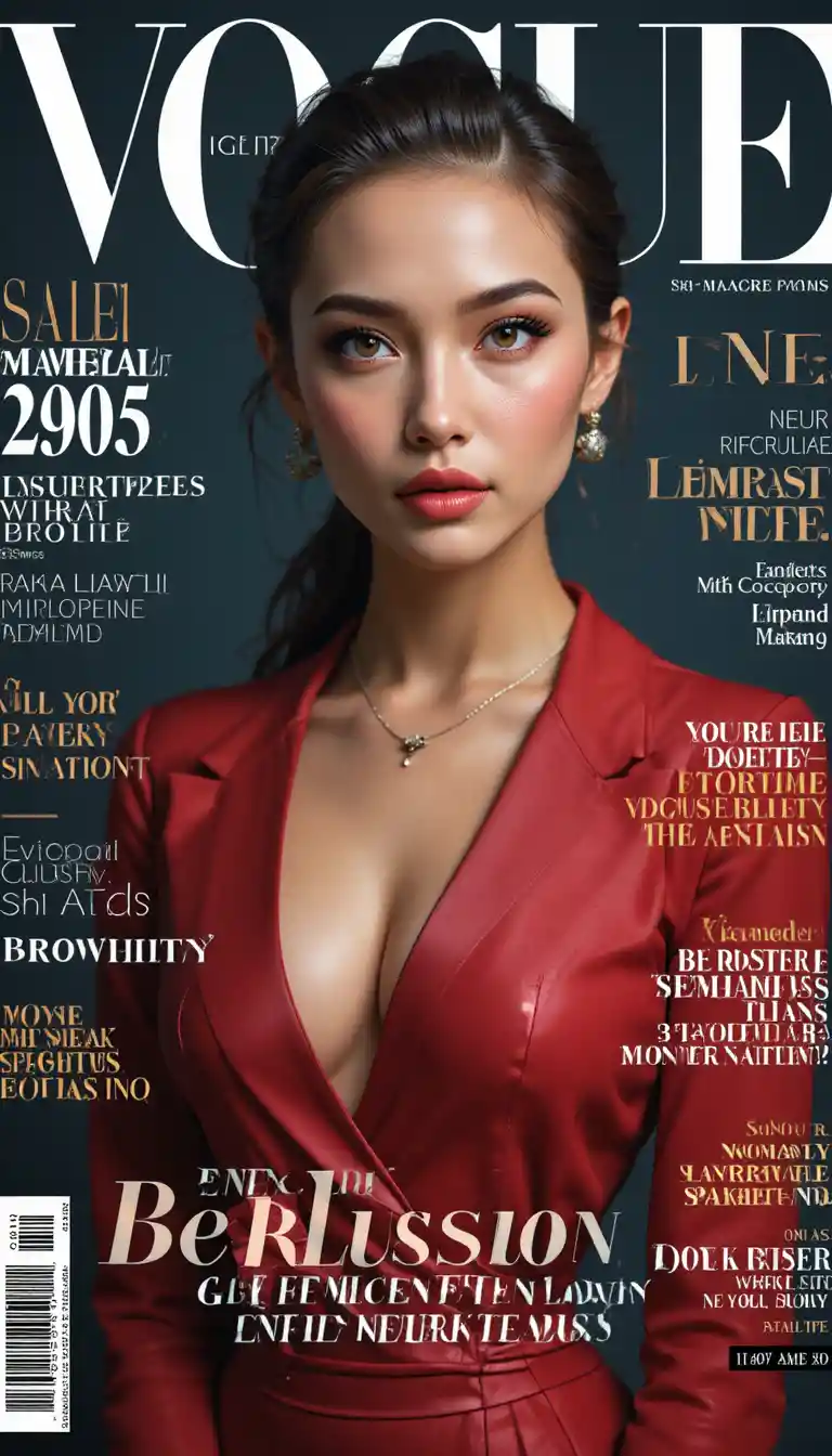 Confident fashion studio portrait on a glossy magazine cover