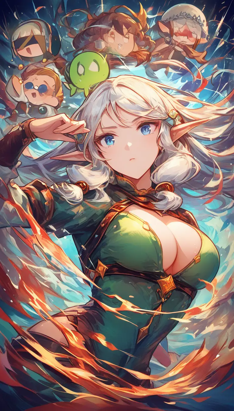 Anime elf archer woman in a close up fantasy scene