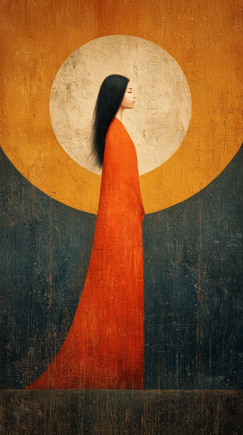 Surreal guiding soul glowing in warm cosmic colors