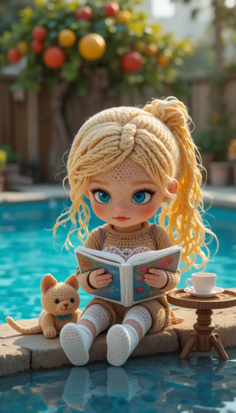 Pixar style portrait of a blonde baby girl rapper