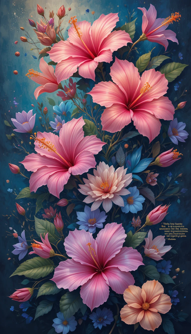 Cosmic vector flowers in a vibrant abstract composition
