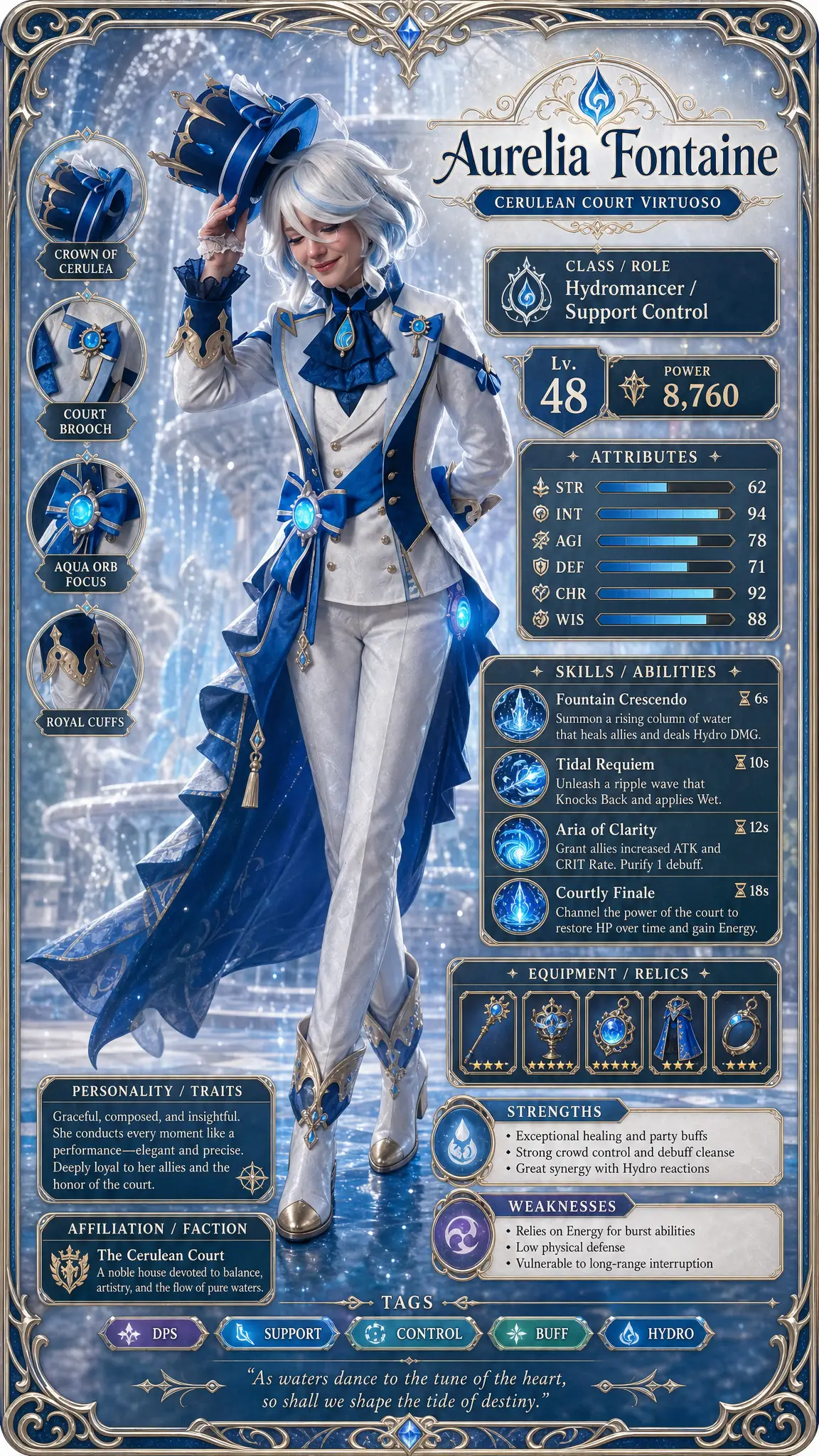 Premium rpg style character card with structured stats