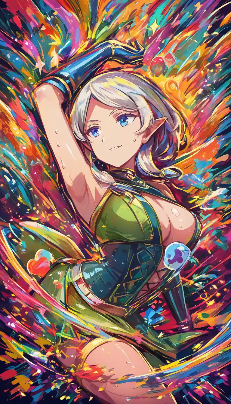 Elf archer anime woman in a close up fantasy scene