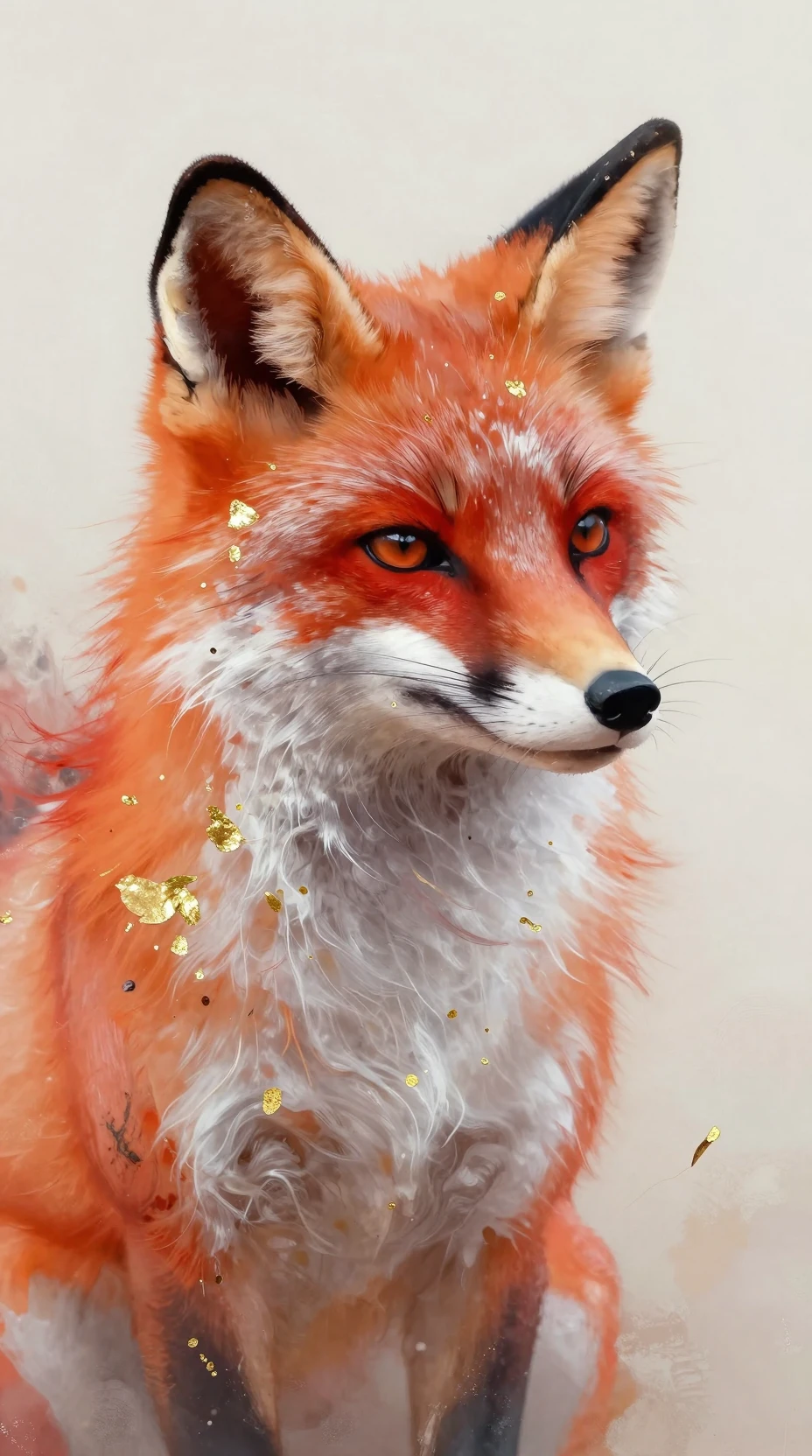 Ethereal Spirit Fox In Swirling Abstract Paint Strokes