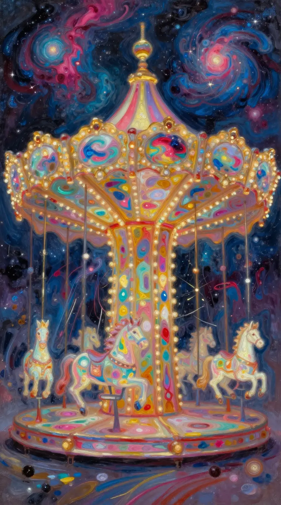 Fantastique carrousel cosmique tourbillonnant au cœur d’une galaxie vibrante