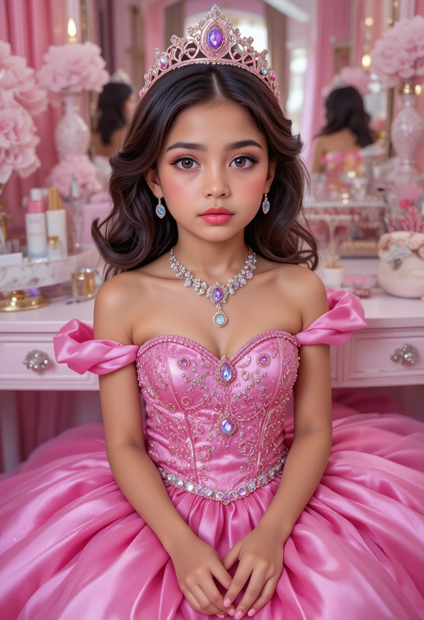 Young boy transformed into a glamorous pink princess