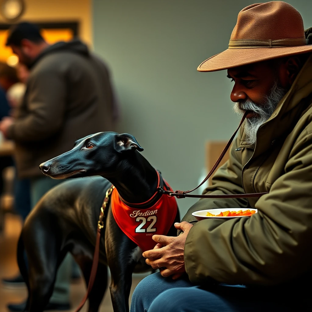 Homeless man eating at an evening soup kitchen in church