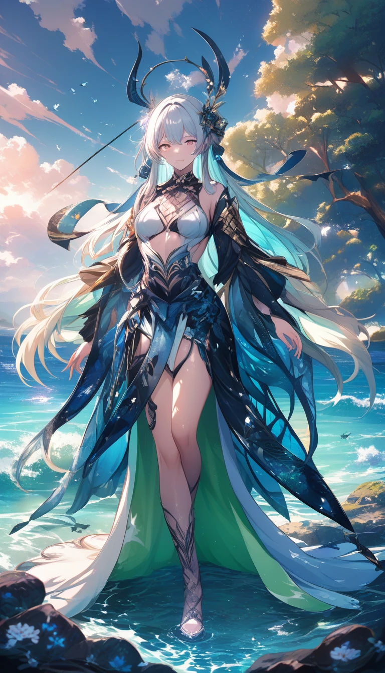 Graceful dancer camouflaged in a dreamlike underwater ocean